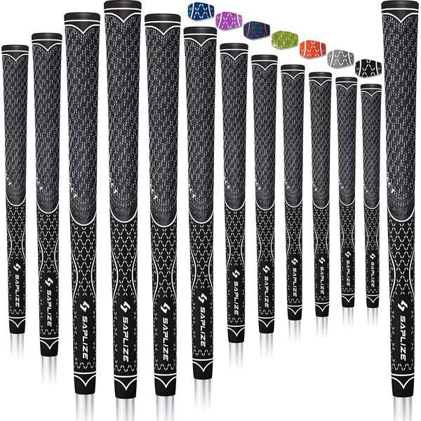 SAPLIZE 13 Golf Grips, Midsize, Multi-compound Hybrid Golf Club Grips, Black Color 0