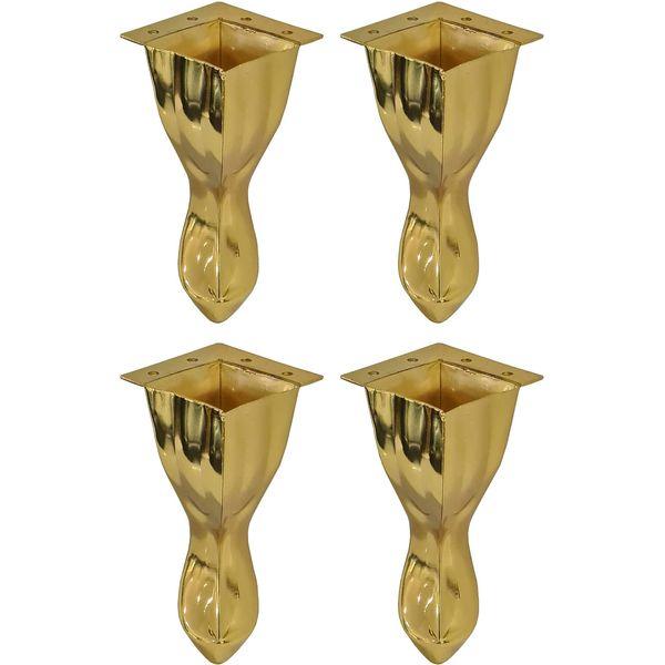 4 x Golden Classic Metal Legs/Feet for FURNITURE Sofas, Footstools, Table, Bed, Drawers, Chair, Wardrobe