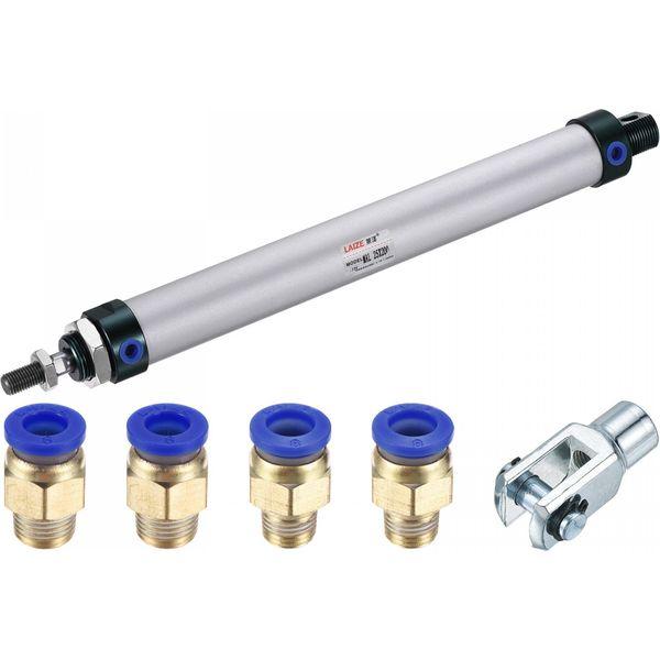 sourcing map Pneumatic Air Cylinder Double Action MAL25X200 25mm Bore 200mm Stroke with Y Connector and 4Pcs Quick Fitting Set 0