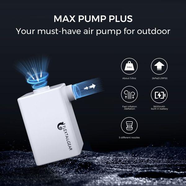 FLEXTAILGEAR MAX PUMP PLUS Portable Air Pump with 3600mAh Battery USB Rechargeable Lightest Air Pump to Quick Inflate Deflate for Pool Floats Air Bed Air Mattress Swimming Ring(Orange) 1