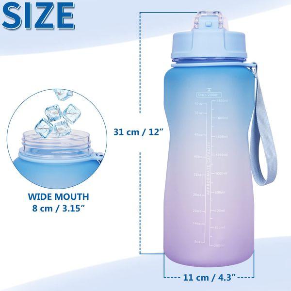 SHBRIFA 2 litre Bottle with Time Marker and Straw, Motivational Water Bottle with Handle, Leakproof BPA FREE for School, Gym, Outdoor, Fitness 4