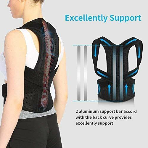 Back Brace Posture Corrector, Shoulder Lumbar Waist Support Belt with Adjustable Wide Straps, for Upper Back Pain Relief, Improve Sitting and Standing Poor Posture, M Size 1