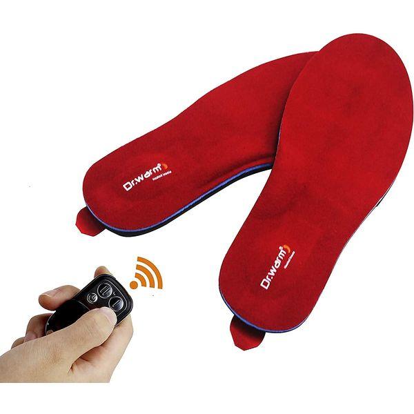 Wireless Heated Insoles, Remote Control Heating Insoles, Rechargeable Battery Heated Insoles with Arch Support Foot Warmer for Hunting Fishing Hiking Red (Large EUROP SIZE:41-45) 0