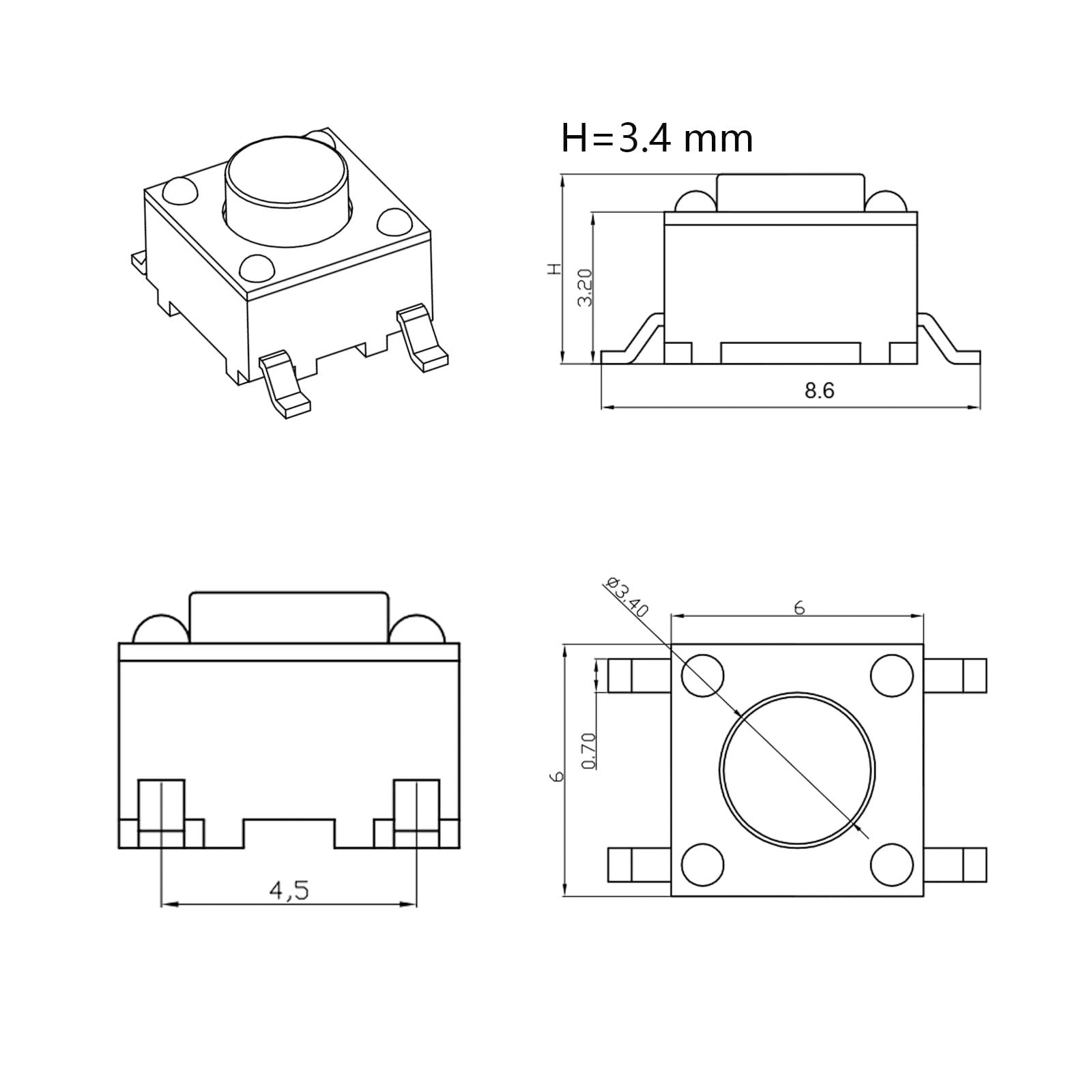 20 Pcs 6x6x11mm Pushbutton Switches 1