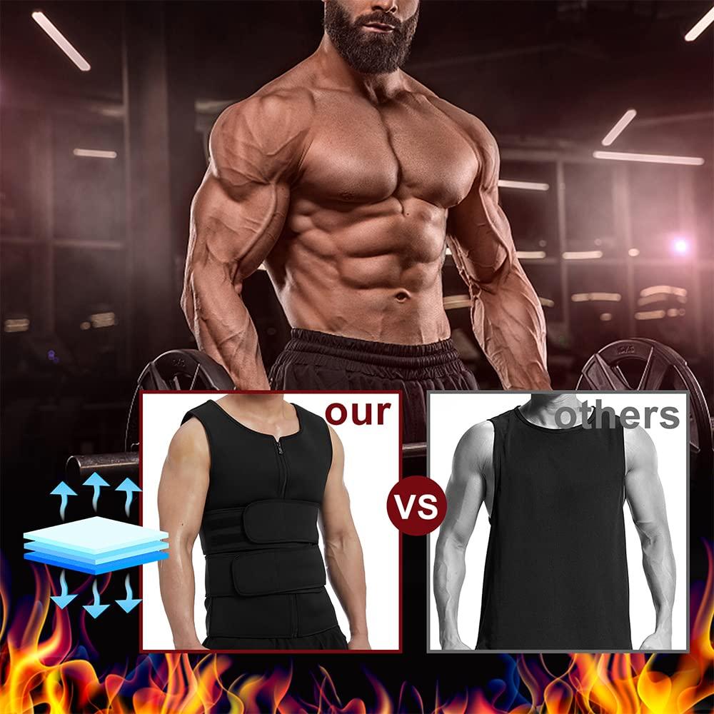 DODOING Men Sweat Vest Sauna Suit Neoprene Waist Trainer Workout Vests with Waist Trimmer Slimming Shirt Tank Top Body Shaper Gym Vest with Zipper 4