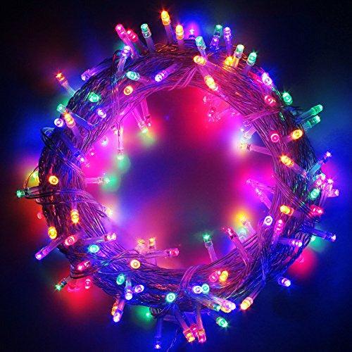 100-1000 LED String Fairy Lights On Clear Cable with 8 Light Effects Ideal for Home Christmas Wedding Party (300 LEDs, Multi Color) 0