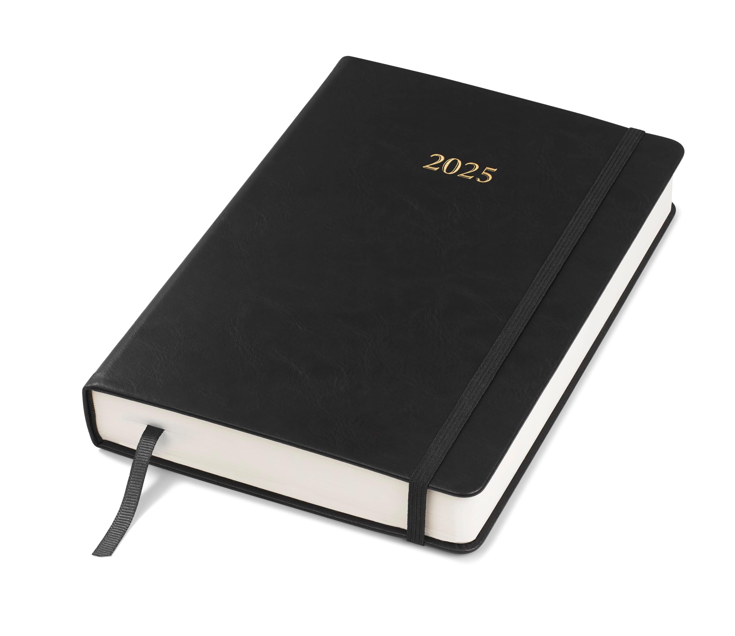 Wykeham's Executive Journal - 2025 Day Per Page Diary and Planner - Personalisation Available (Black, A5) 0