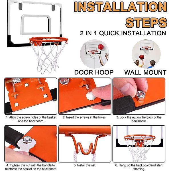 STAY GENT Mini Basketball Hoop for Kids and Adult, Indoor Small Basketball Hoop for Door Wall Mounted and Room Bedroom, Office & 3 Balls, Shooting Ball Sport Game Set Over The Door Gift for Boys Girls 3