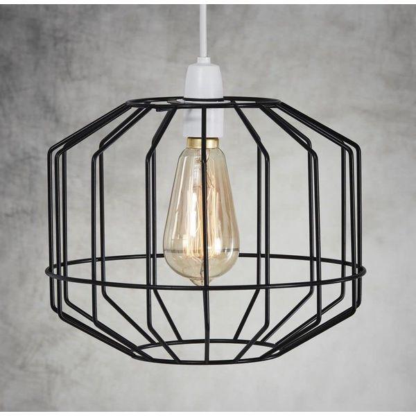 Retro Design Light Shade - Metal Wire Basket Cage Lamp Shade - Ceiling Pendant Light Shade - Wire Cage Lamp Shade - Industrial Vintage Style - Easy Fit Metal Lamp Shade - Black 2
