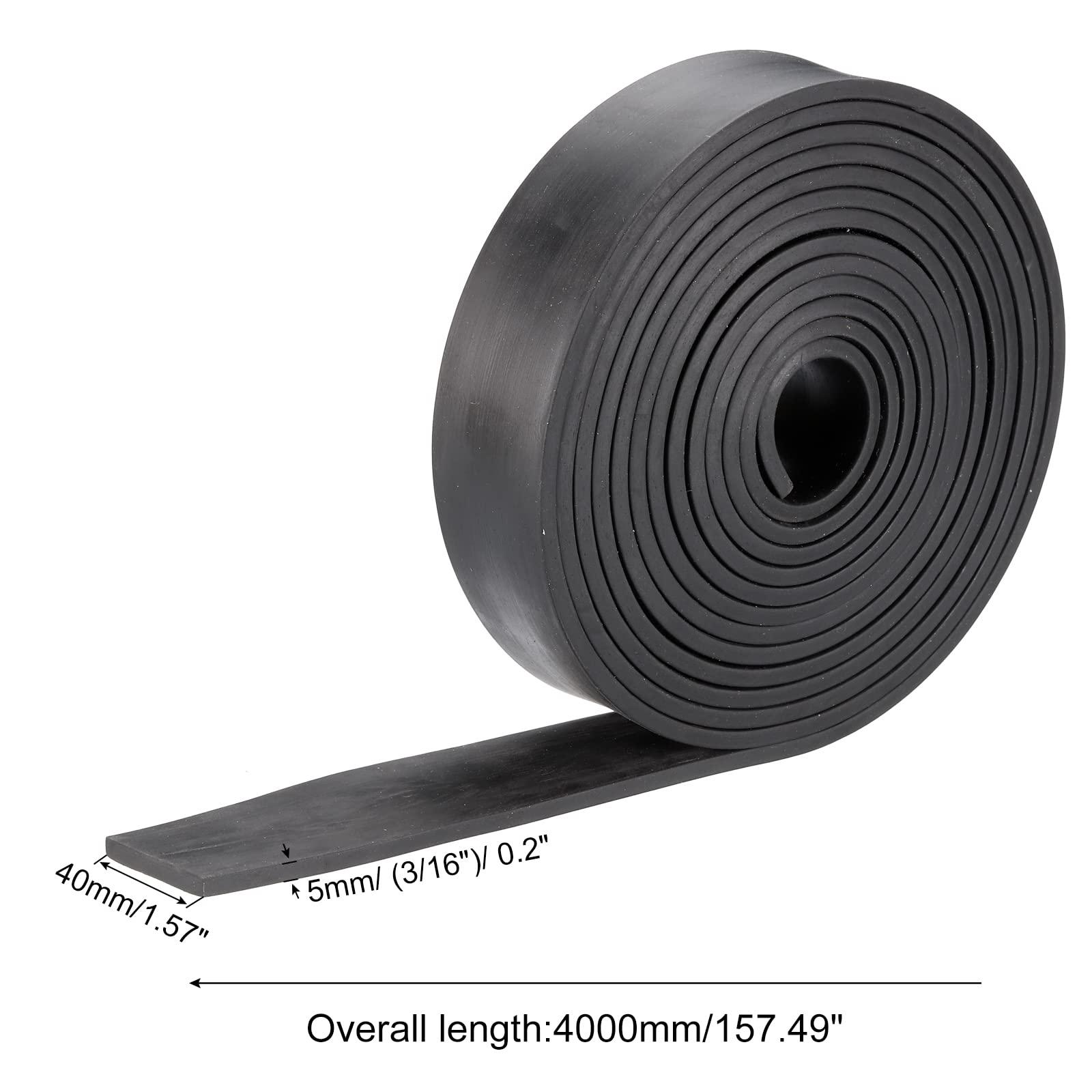 sourcing map Neoprene Rubber Sheet Rolls 5mm(T) x40mm(W) x4m(L), Solid Rubber Strips for DIY Gasket, Sealing Padding, Reduce Vibration Mat 1