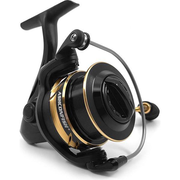 Ashconfish Fishing Reel, Freshwater and Saltwater Spinning Reel, Come with 109Yds Braid line. Lightweight Body, 5.0:1 Gear Ratio, 7+1 Steel BB, Max 17.6lbs Drag Power, Metal Spool &Handle,AF4000b 0