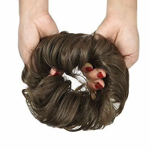 Yamel Messy Hair Bun Scrunchie Extensions Synthetic Updo Chignon Hairpiece for Women (Ash Brown) 2