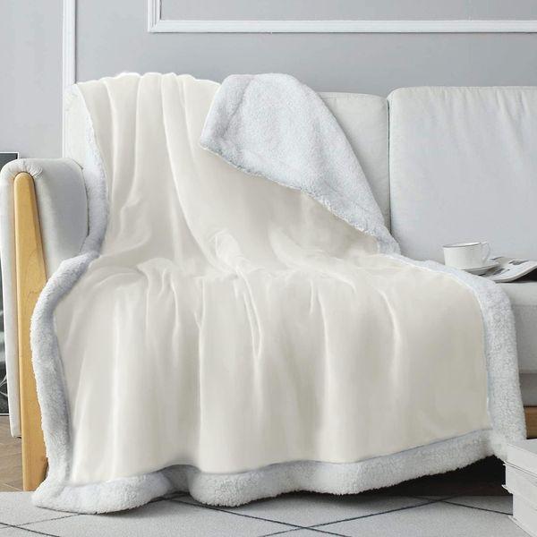 Everlasting Comfort Plush Sherpa Fleece Blanket - 2 Sided, Reversible Warm, Thick, Comfy, Soft Throw (127x165cm)