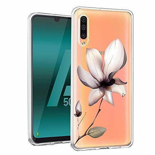 Yoedge Samsung Galaxy A50 / A30s / A50s Phone Case, Clear Transparent Print Patterned Ultra Slim Shockproof TPU Silicone Gel Protective Film Cover Cases for Samsung Galaxy A50 6.4 inch, Lotus 0