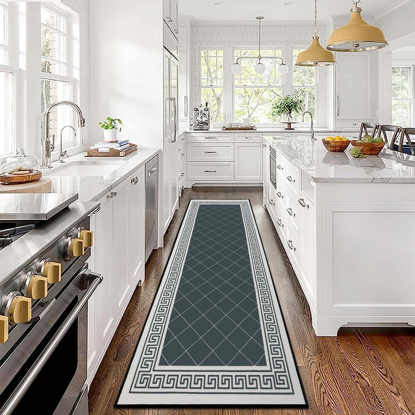 Myting Carpet Runners for Hallways Non Slip Long 66x240 cm Hallway Runner Rug, Durable Nylon Hall Runner, Non Slip Washable Runner Rugs for Hallway Kitchen Entryway Bedroom, Grey 1