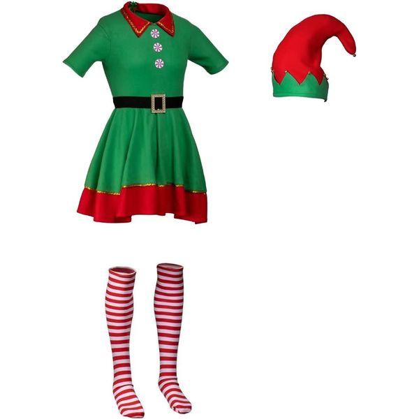 AudMsier Festive Elf Clothing, Elf Hat, Shirt, Trousers in Set, Christmas, Carnival, Cosplay Outfit 1