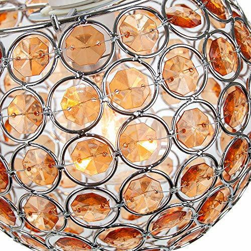 Modern Round Globe Easy Fit Pendant Shade with Small Amber Acrylic Bead Jewels | 18cm Diameter | 60w Maximum | Simple Installation by Happy Homewares 2