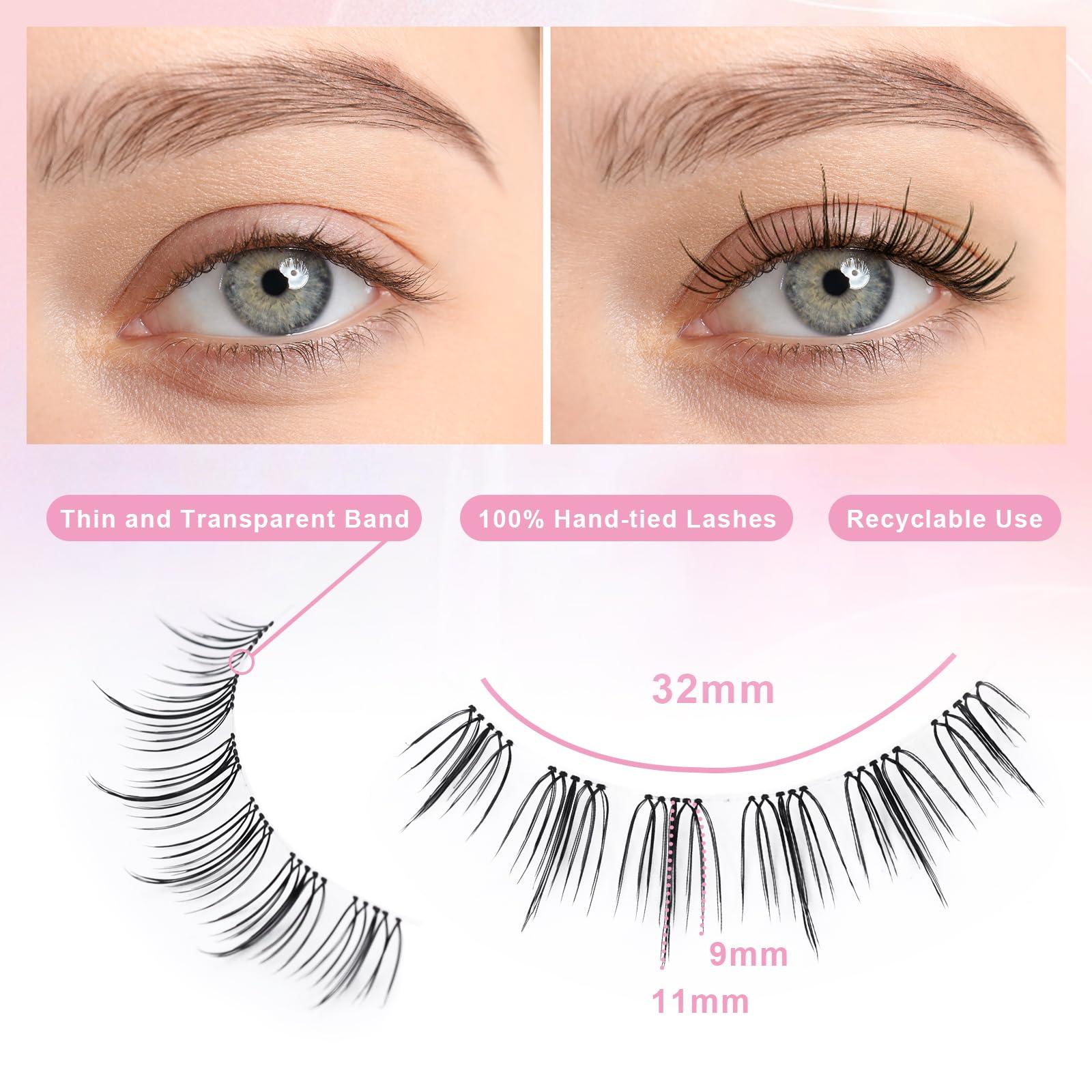 10 pairs Natural False eyelashes 3D Fake Lashes 100% Handmade Short Soft Reusable Eye Lash Transparent Strip Lashes Natural looking eyelash by EMEDA (Natural False Lashes 11) 1