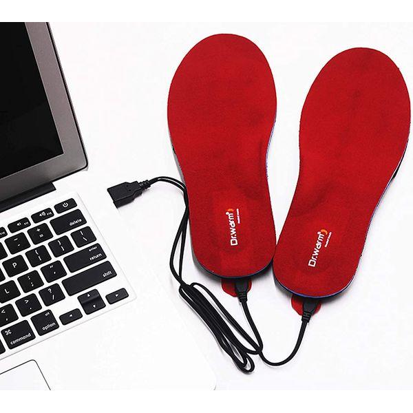 Wireless Heated Insoles, Remote Control Heating Insoles, Rechargeable Battery Heated Insoles with Arch Support Foot Warmer for Hunting Fishing Hiking Red (Large EUROP SIZE:41-45) 2