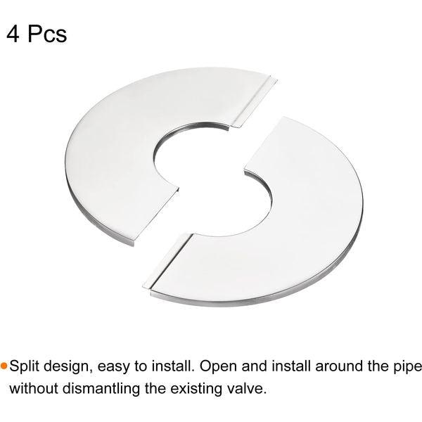 sourcing map Wall Split Flange, 201 Stainless Steel Round Escutcheon Plate for 51mm Diameter Pipe 4Pcs 2