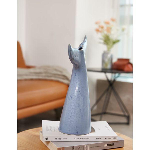 SEINHIJO Ceramic Flower Vase Whale Tail Statue Ocean Decor Sculpture Home Gifts Arts 21cm 2