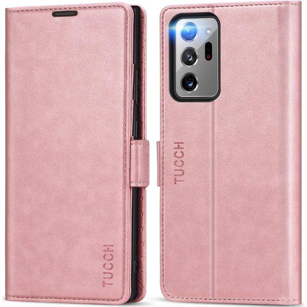 TUCCH Galaxy Note 20 Ultra Wallet Case, Magnetic PU Leather Case[Card Slot][Kickstand][RFID Blocking] Protective Flip Cover[Shockproof TPU Cover] Compatible with Galaxy Note 20 Ultra(6.9), Rose Gold 0