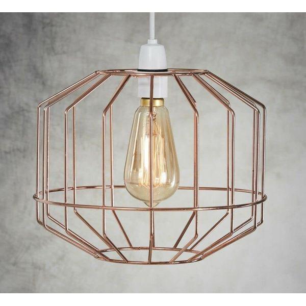 Retro Design Light Shade - Metal Wire Basket Cage Lamp Shade - Ceiling Pendant Light Shade - Wire Cage Lamp Shade - Industrial Vintage Style - Easy Fit Metal Lamp Shade - Copper 2