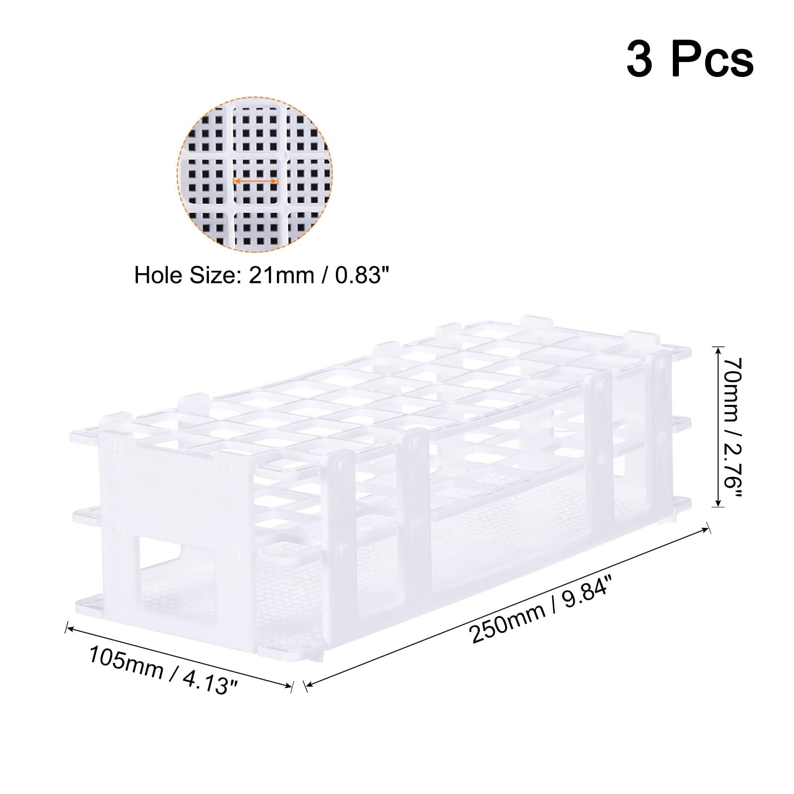 sourcing map PP Plastic Test Tube Rack Holder 40 Holes 3 Layers Lab Detachable Tube Holder White for 21mm Test Tubes, Pack of 3 6