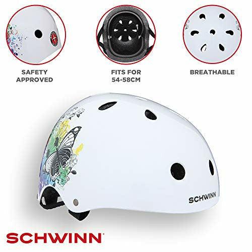 Schwinn Girls' Butterfly BMX Helmet, White, Medium (Age 8+) 3