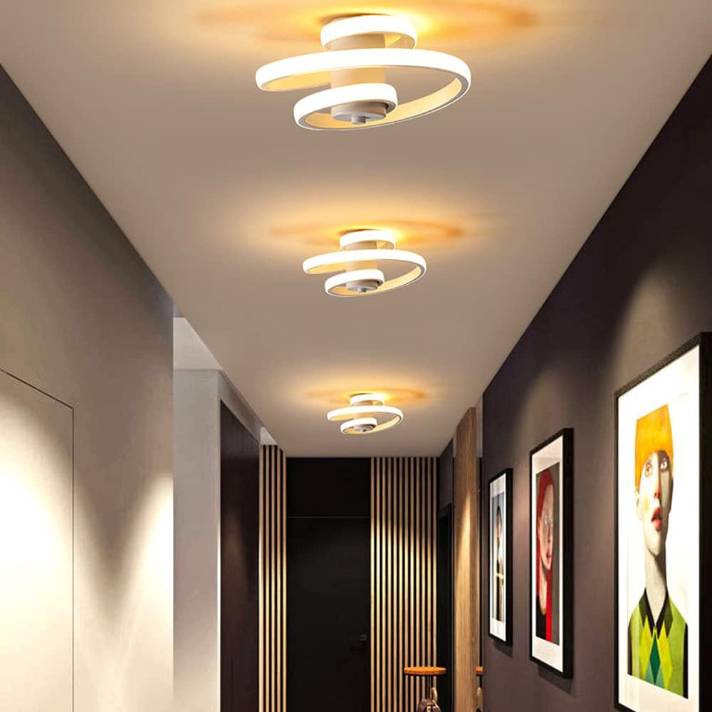 EIDISUNY LED Ceiling Light Modern Creative Spiral LED Ceiling Lamp White LED Ceiling Lighting for Kitchen Hallway Corridor Office Bedroom Dining Living Room Aisle - 18W 3000K Warm White (White) 3