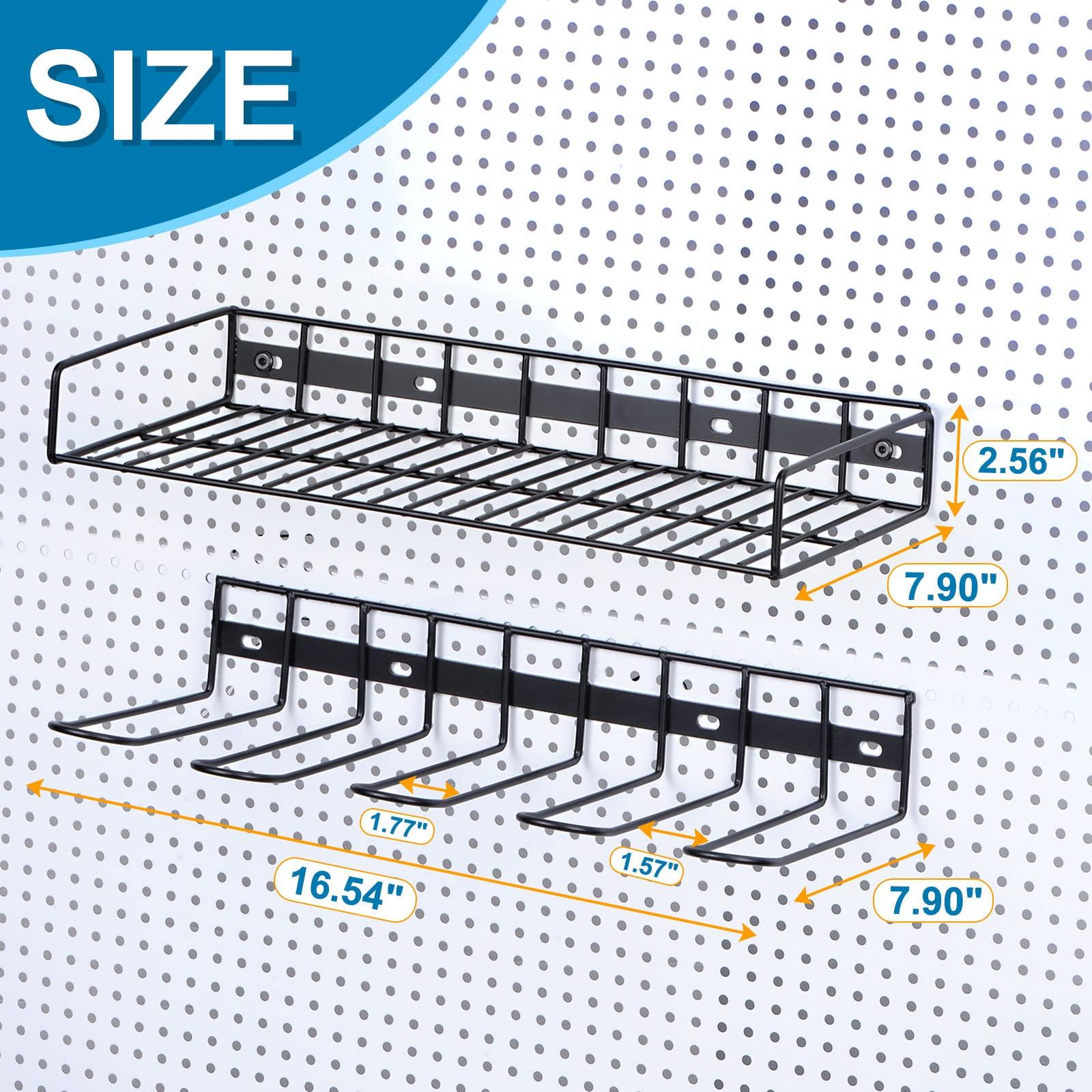 sourcing map Power Tool Organizer 2 Layers 4 Drill Storage Racks Wall Mount Style Garage Tool Shelf for Power Tools and Hand tools 1