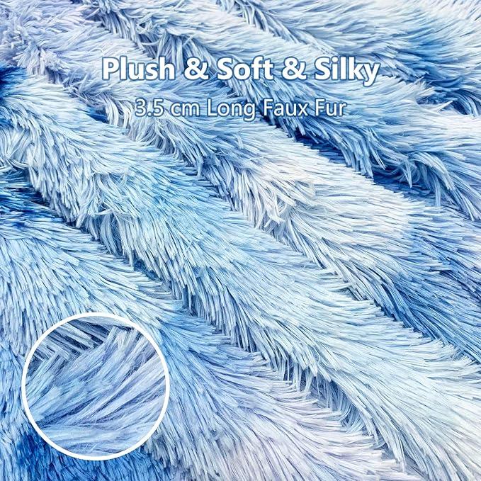 CASOFU Throw Blanket Fluffy Blanket Blue Faux Fur Throw Blanket Sofa Throw Thick Warm Sherpa Blanket for Bed Cozy Soft Fuzzy Blanket Winter 150 x 200 cm 5