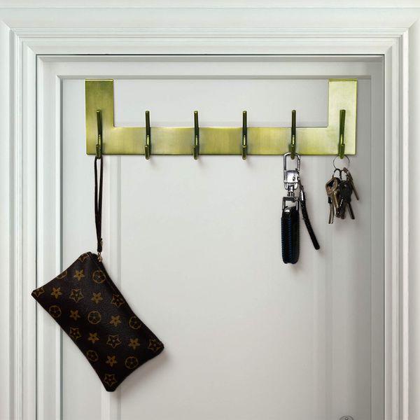 Dseap Over The Door Hook Hanger - 6 Hooks Over Door Coat Rack for Clothes Hat Towel, Bronze, 2 Packs 4
