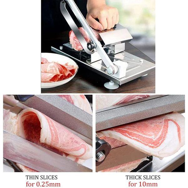 uyoyous Manual Frozen Meat Slicer Stainless Steel Meat Cutter with 170mm Blade for Home Use Beef Mutton Roll Cheese Bacon Nougat Deli Hotpot 4