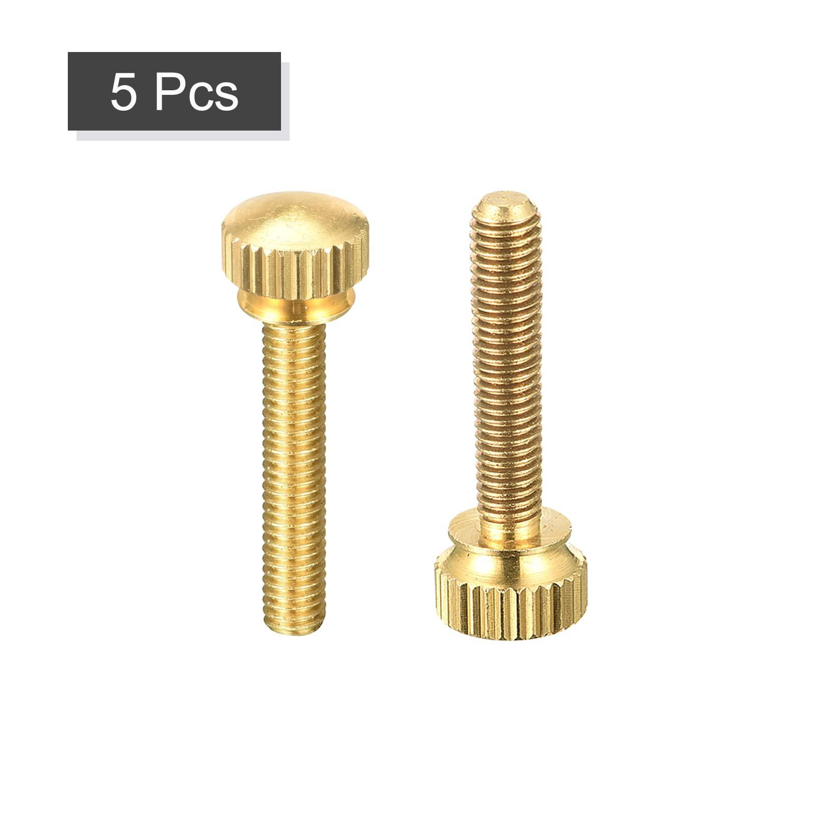 sourcing map 5Pcs Knurled Thumb Screws, M5x25mm Brass Shoulder Bolts Stepped Grip Knobs Fasteners for PC, Electronic, Mechanical 6