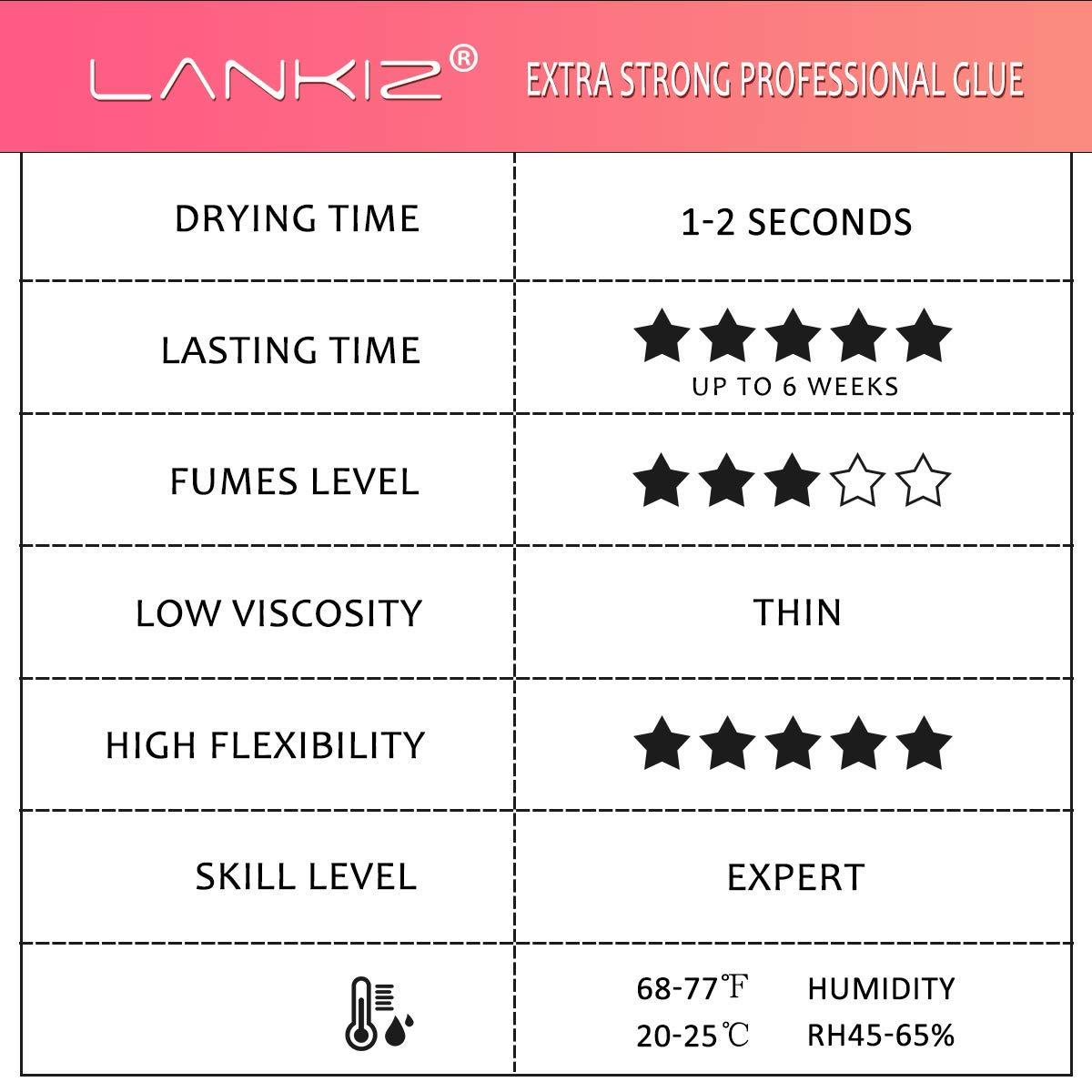 LANKIZ Cluster Lash Glue 10ml Eyelash Extension Glue Black Individual Lash Glue 1-2s Semi Permanent Eyelash Glue with 6 Weeks Retention Lash Bond Waterproof Lash Clusters Glue for DIY 2