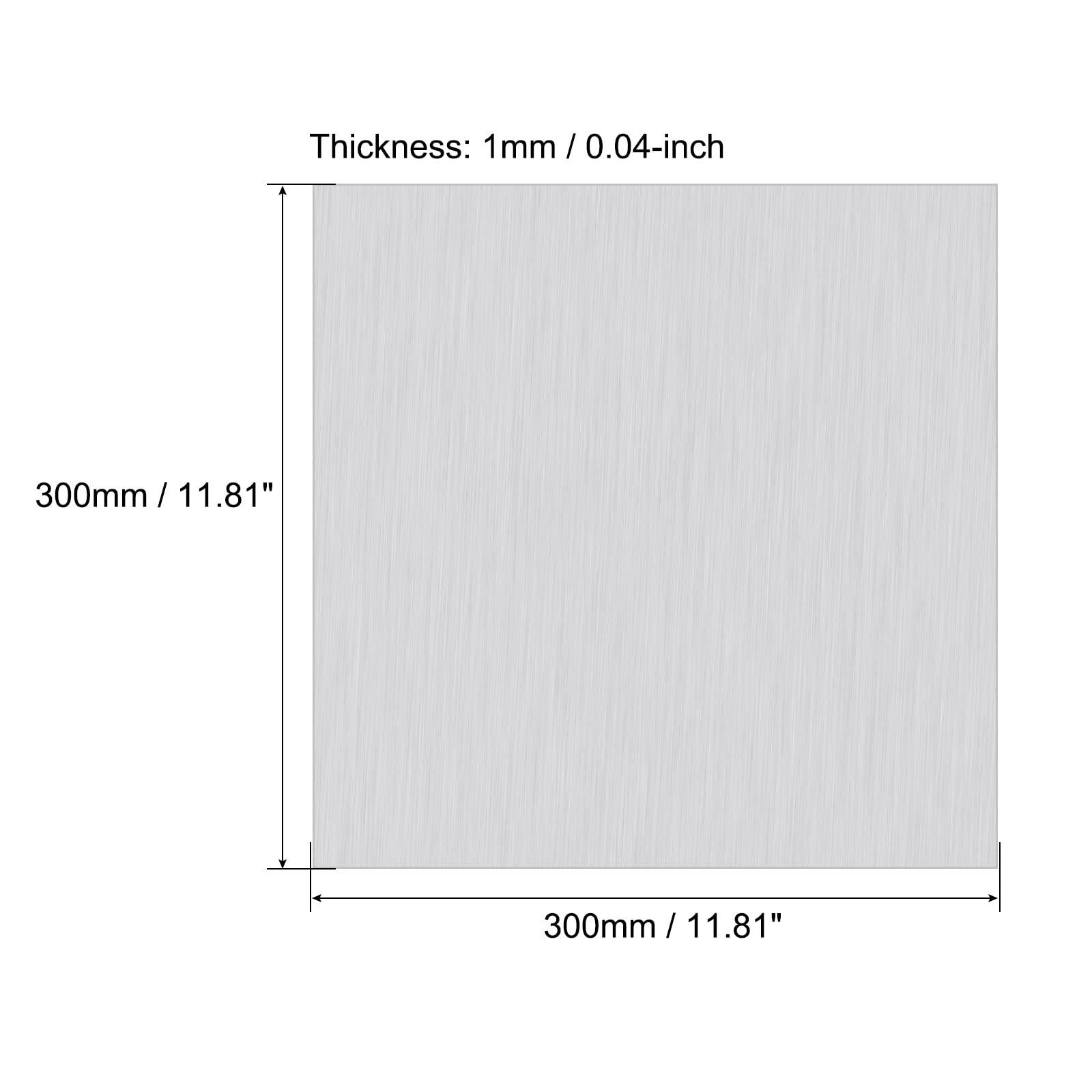 sourcing map 1060 Aluminum Sheet, 300mm x 300mm Rectangle Aluminum Plate 1mm Thick Flat Metal Stock with Protective Film, 2Pcs 1