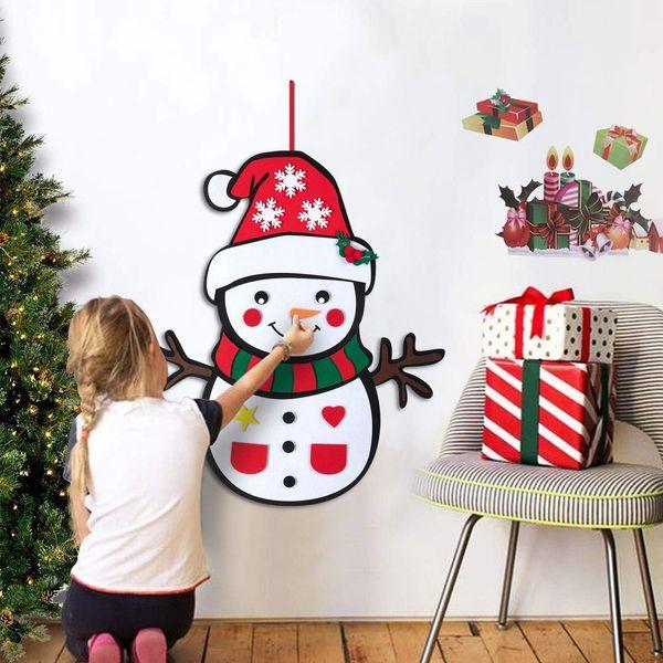 CDLong DIY Felt Christmas Tree & Snowman Set - 2 Pack Xmas Gifts for Kids - Wall Hanging Detachable Felt Christmas Tree for Toddlers 3