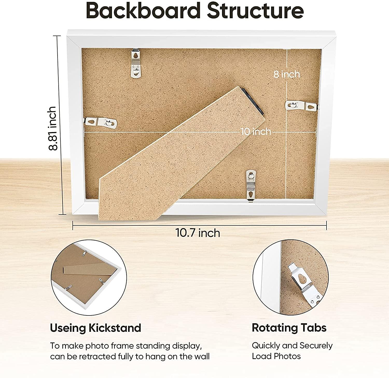 Nacial Set of 4 White Photo Frames 8 x 10 Modern Design, Home Décor 8x10 Picture Frames For Picture/Photo/Poster, 8x10 Photo Frame With Mount For 7x5 Photo, with Bracket and Mounted Hook 2