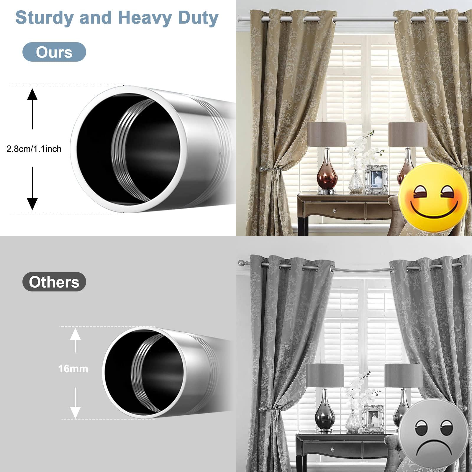 Harrms 28mm curtain poles extendable, white curtain pole 76-152cm, curtain poles metal for eyelet curtains, window curtain rod with brackets fittings set and finials for living room, bedroom 1