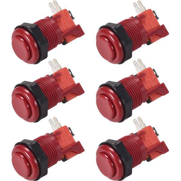 sourcing map 27mm Mounting Hole Momentary Game Push Button Switch with Micro Switch for Arcade Video Games Red 6pcs