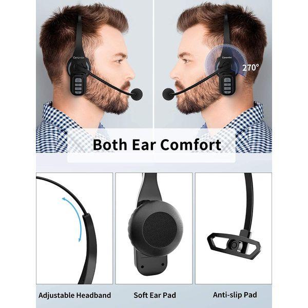 Conambo Bluetooth Headset V5.0,Hands-Free wireless headset pc noise cancelling wireless headphones wireless headset with microphone for laptop Cell phone Trucker Drivers/Office/Skype 2