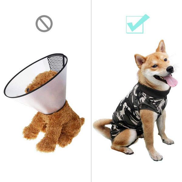 Dog Recovery Suit Cat Abdominal Wound Protector Puppy Medical Surgical Clothes Post-operative Vest Pet After Surgery Wear Substitute E-collar & Cone (L, Camouflage) 4