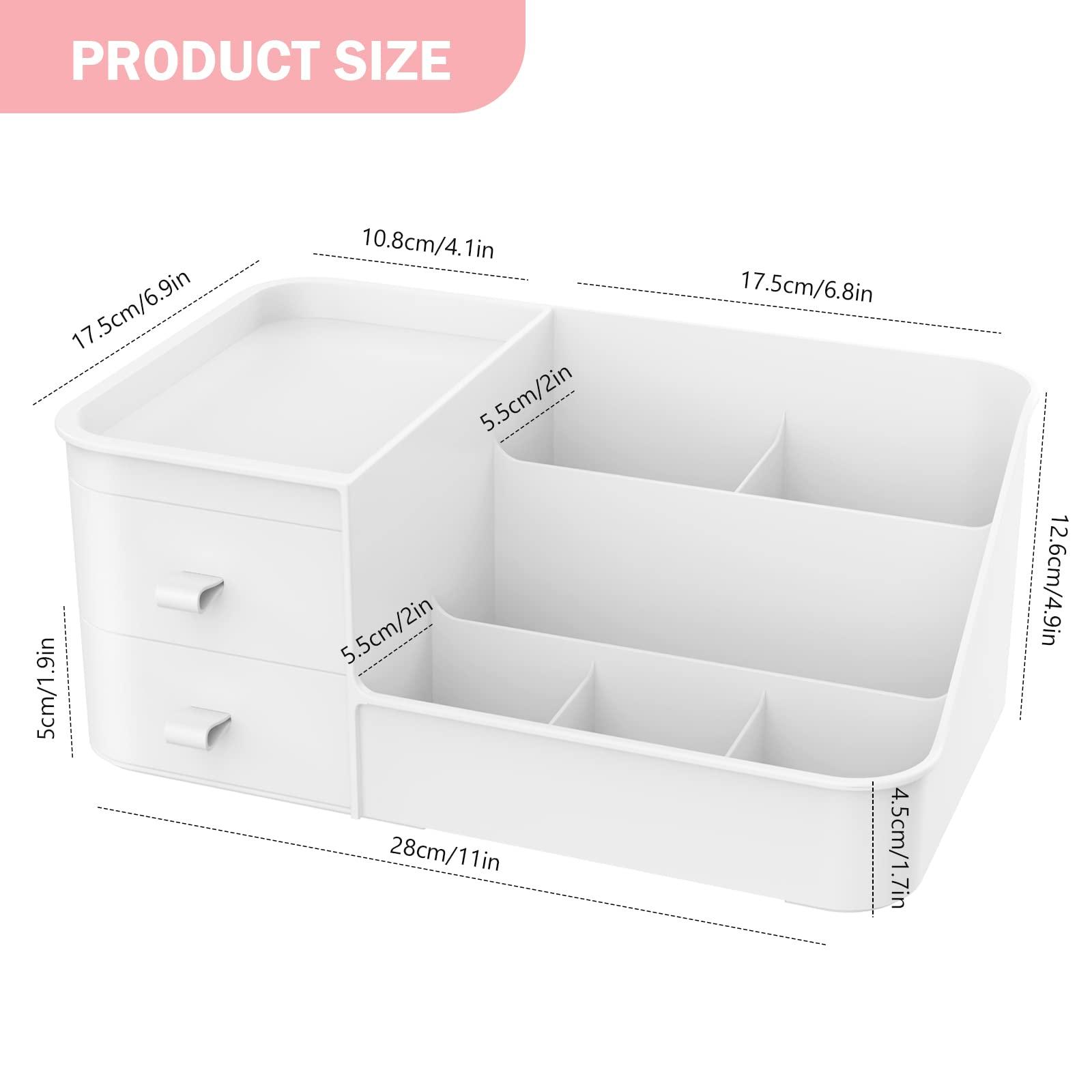 ICNOW Makeup Organiser Storage Drawers, Desk Makeup Cosmetic Organizer Skincare Organiser Beauty Caddy Display Storage Box for Bathroom Bedroom Office-White 1