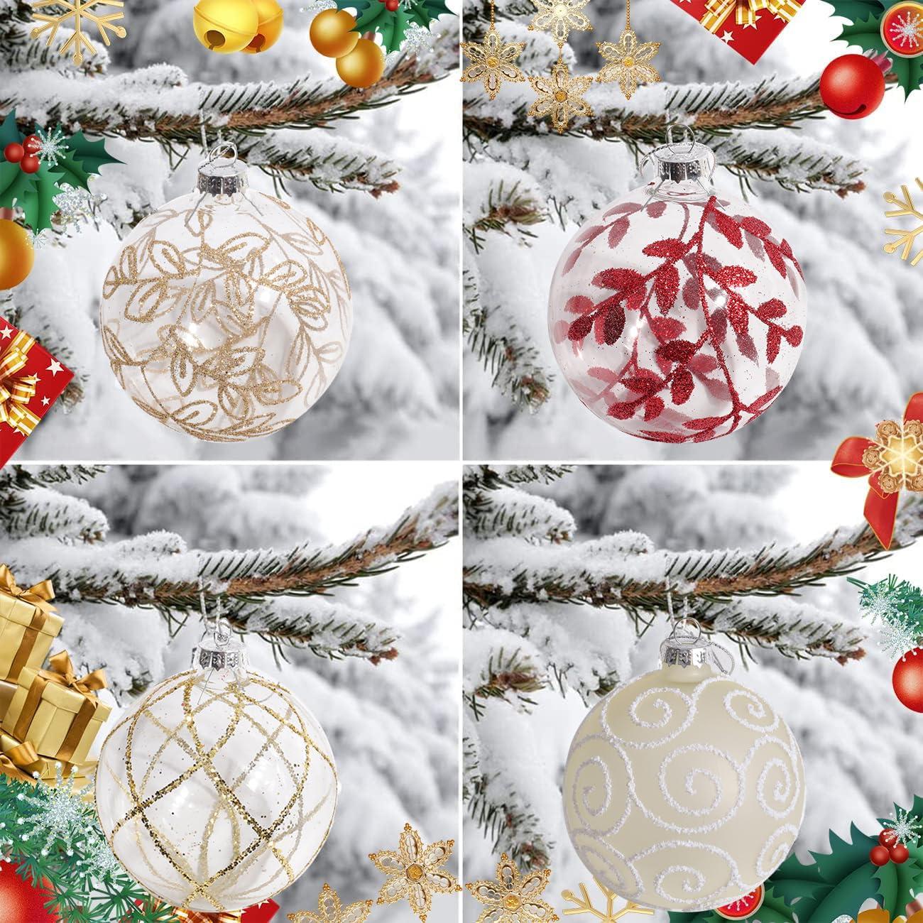 Set of 4 Christmas Tree Baubles Balls Fillable Hanging Glass Baubles Xmas Tree Holiday Party Festival Decoration (10cm) 2