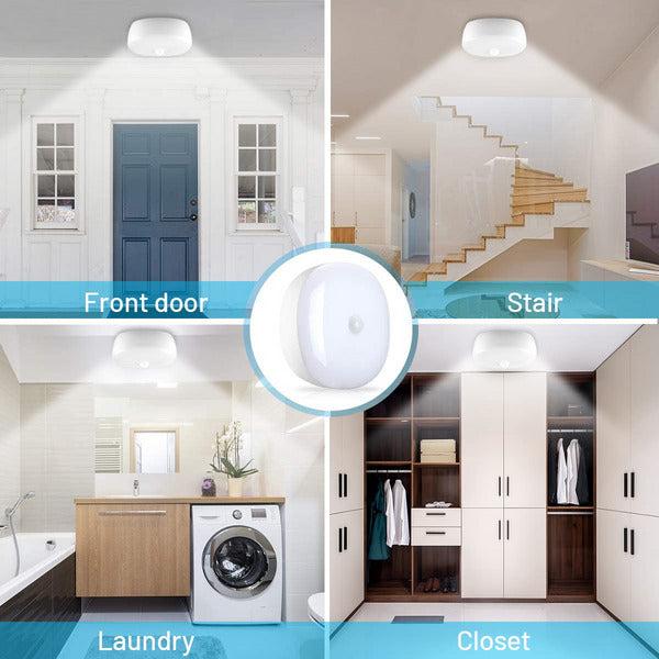 Youtob Battery Motion Sensor Light, 5W 300LM Motion Sensor LED Light Waterproof Flush Ceiling Light for Indoor Outdoor Bathroom Hallway Basement 4000K Cool White (4000K Cool White) (4000K Cool White) 4