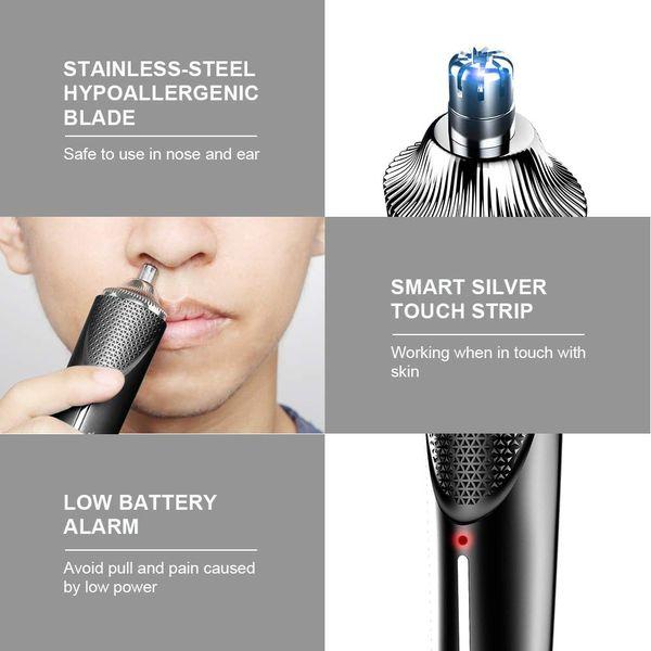 Ear Nose Hair Trimmer, TOUCHBeauty Painless Nose Hair Clipper with Stainless Steel Rotation Blades, Battery-Operated, Perfect Nose Trimmer for Men AG-1850H 1