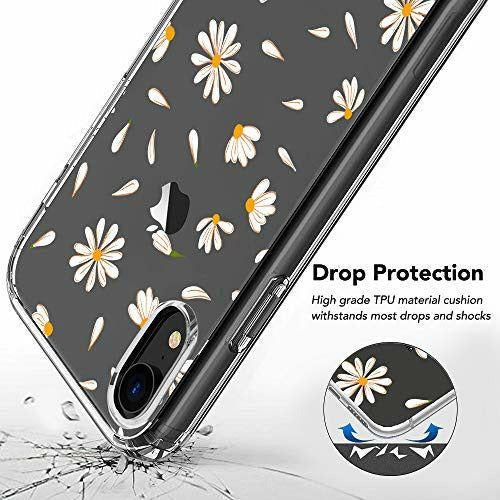 Idocolors Aesthetic Phone Case for iPhone 6 / 6s Clear Daisy Pattern Design, Thin TPU Soft Bumper + Backshell Protective Mobile Phone Case, Cute Floral Flower Cover for Girls & Women 1