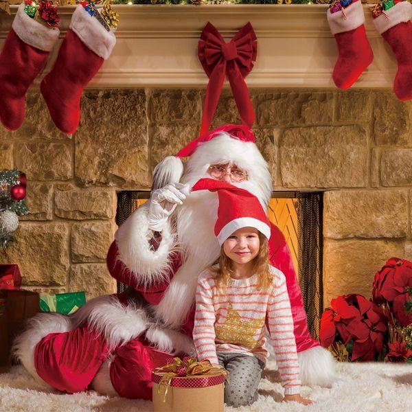 Allenjoy 10x8ft Christmas Fireplace Gift Xmas Party Photography Backdrop Winter Stove Sock for Pictures Decorations Durable Fabric Background Photo Studio Props 2