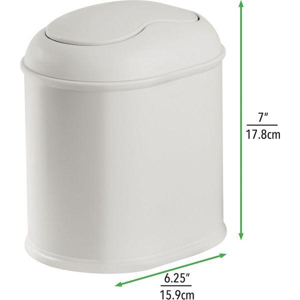mDesign Practical Bathroom Bin with Lid - Stylish Rubbish Bin Made of Sturdy Plastic - Compact Waste Paper Bin with Lid for Bathroom, Office and Kitchen - Set of 2 - Light Grey 3